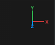 Axis gizmo at the top right of the viewport — the three positive axes X in red, Y in green, and Z in blue