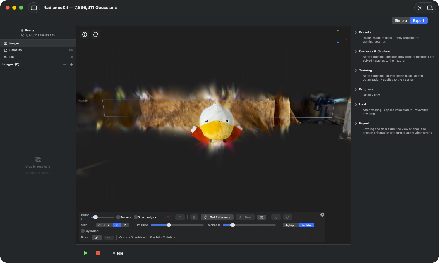 The same Slab in Isolate mode — only the band content is drawn, the rest of the scene is black
