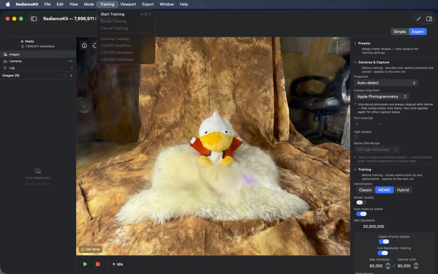 Training menu with Continue submenu — six entries, M9 to M14