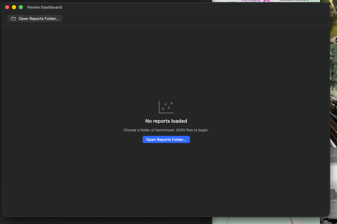 Pareto Dashboard — empty state before report import
