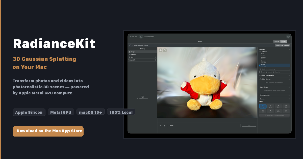 3D Gaussian Splatting on Your Mac (Website)